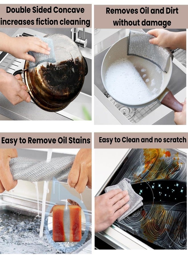HARRY EMPIRE Non-Scratch Wire Dishcloth Scrubber | Reusable Stainless Steel Dish Wash Cloth for Utensils Cleaning | Multipurpose Wet & Dry Cleaner for Dishes, Sinks & Kitchen Surfaces (Pack of 25) - Image 5